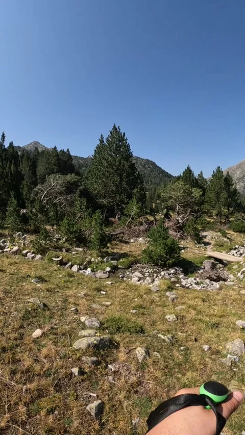 Person hiking in the pyrenees Stock Footage 303094813