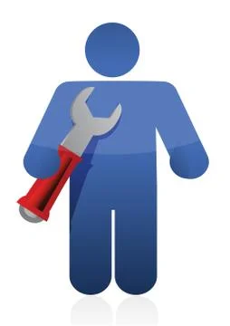 Person hold spanner Stock Illustration