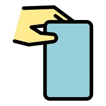 Person holding cellphone icon vector flat Stock Illustration