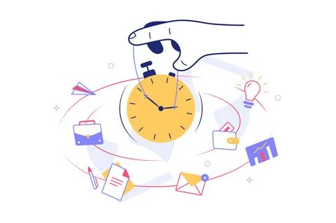 Person holding clock dial Stock Illustration