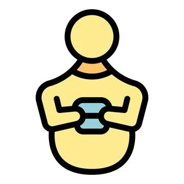 Person holding a controller playing video games or operating drone Stock Illustration