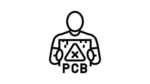 Person holding device marked pcb line icon animation Stock Footage 326122030