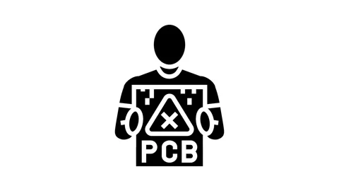 Person holding device marked pcb glyph icon animation Stock Footage 326140563