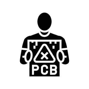 Person holding device marked pcb glyph icon vector illustration Stock Illustration