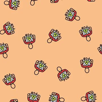 Person holding device marked pcb vector seamless pattern Stock Illustration