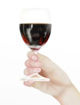 Person Holding A Half Full Glass of Red Wine Stock Illustration
