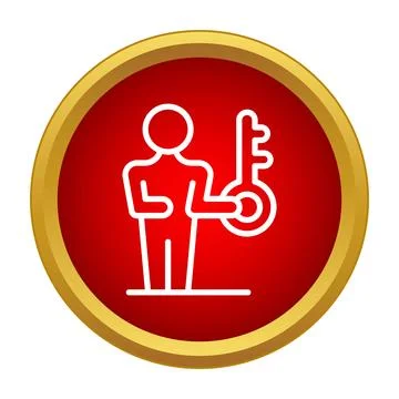 Person holding key finding solution and access opportunity Stockillustratie