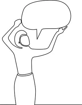 Person holding large speech bubble illustration Vector Stock Illustration