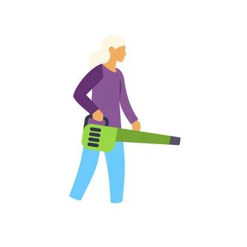 Person holding leaf blower doing outdoor maintenance Ilustração Stock