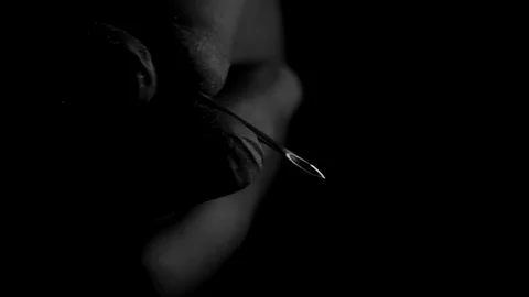 A person holding a needle, close-up Stock Footage 113764285