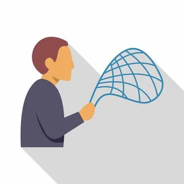 Person holding net for capturing concepts or data Illustrazione stock