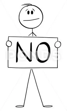 Person Holding No Sign, Vector Cartoon Stick Figure Illustration ...