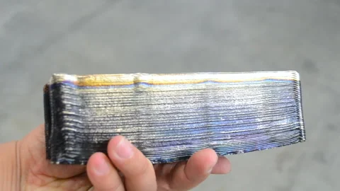 Person holding object printed 3D printer metal Additive manufacturing solution Stock Footage 278096468