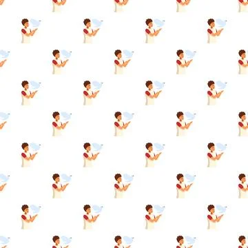 Person holding a peace dove pattern background Stock Illustration