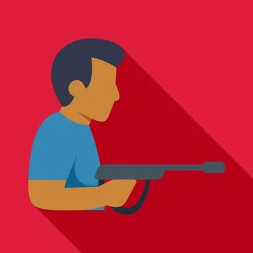Person holding a rifle flat design vector icon Ilustración de archivo