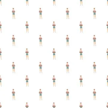 Person holding seedling in planter pattern background Stock Illustration