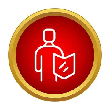 Person holding shield symbolising security and protection Stock Illustration