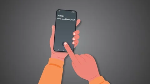 A person holding a smartphone to use a virtual voice chat assistant Stock Footage 336550734