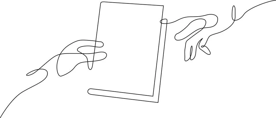 Person holding a tablet device Vector Stock Illustration