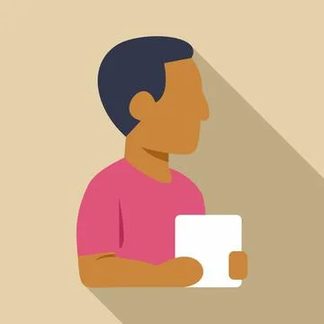 Person holding tablet in flat design style Stock Illustration
