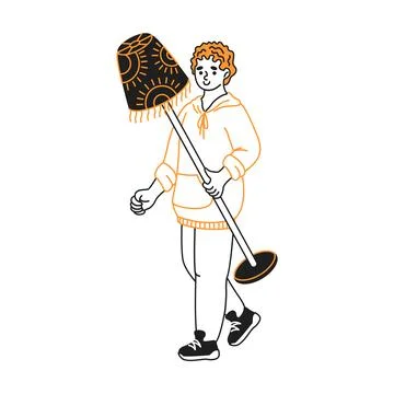 Person Holding Unique Patterned Lamp with Confidence Stock Illustration