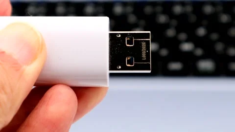 A person holding a USB memory stick is trembling. Stock Footage 335265829