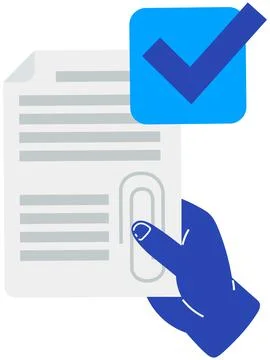Person holds document with text. Working with information, analytics, data Illustrazione stock