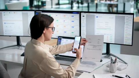 Person Holds Phone To Capture Document Stock Footage 337639286