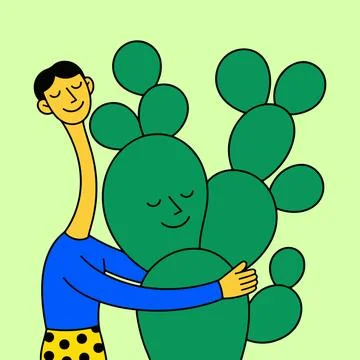Person Hugging a Cactus Stock Illustration