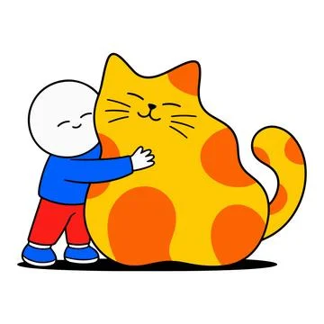 Person Hugging a Cat Stock Illustration