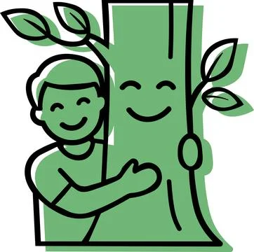 Person hugging a tree forest conservation icon Stock-Illustration