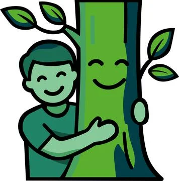 Person hugging tree for forest nature protection Stock Illustration