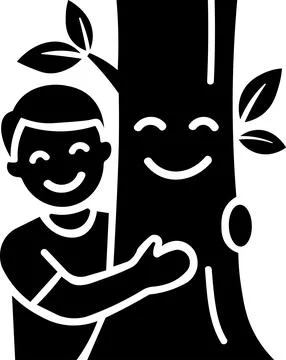 Person hugging tree for forest nature protection Stock Illustration