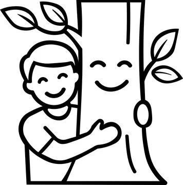 Person hugging tree trunk for nature love care Stock-Illustration