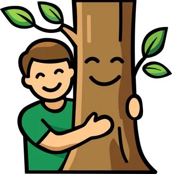 Person hugging tree trunk showing love for nature Stock Illustration