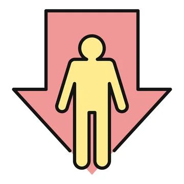 Person icon with arrow pointing down Stock Illustration