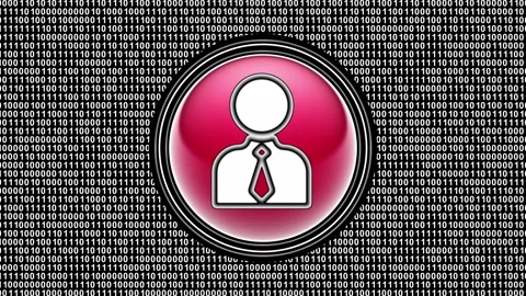 Person icon. Binary code ( array of bits ) in the screen. Looping footage. 動画素材 123844580