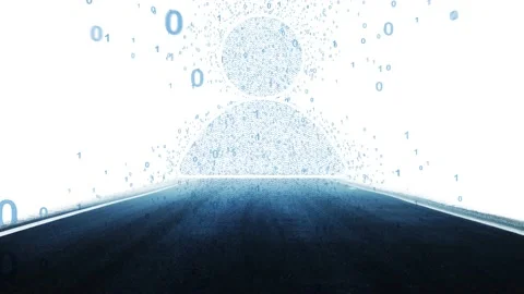 Person icon binary data and asphalt road copy space Vídeos de archivo 229485274