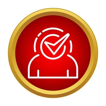 Person icon with check mark for verification Stock Illustration