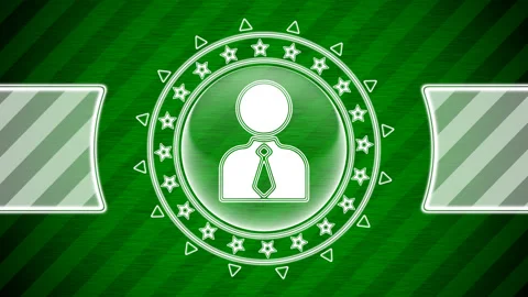 Person icon in circle shape and green striped background. Illustration. Stock Footage 130486661