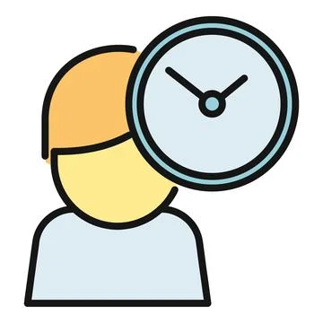 Person icon with clock managing time concept Stock Illustration