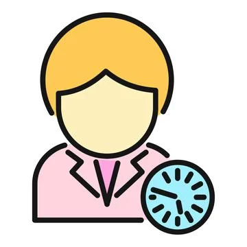 Person icon with clock representing time management Illustrazione stock