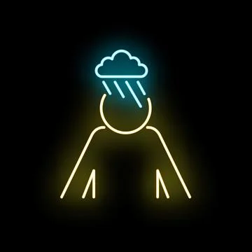 Person icon with cloud raining on head Stock Illustration