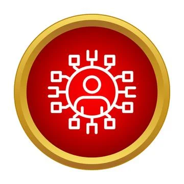 Person icon connecting to multiple boxes symbolizing network Stock Illustration