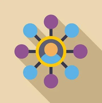 Person icon connecting to multiple network users Illustrazione stock