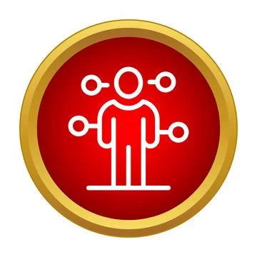 Person icon connecting to network in red circle Stock Illustration