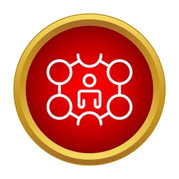 Person icon connecting with network on red button Stockillustratie