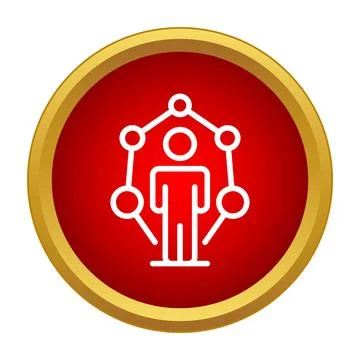 Person icon connecting in red network circle Stock Illustration