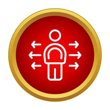 Person icon facing multiple arrows showing choice Illustrazione stock