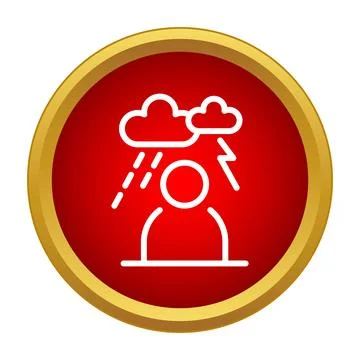 Person icon facing storm clouds and heavy rain Stock Illustration